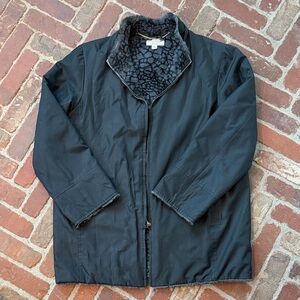 St. John by Marie Gray Silk Jacket with Rabbit Fur Lining